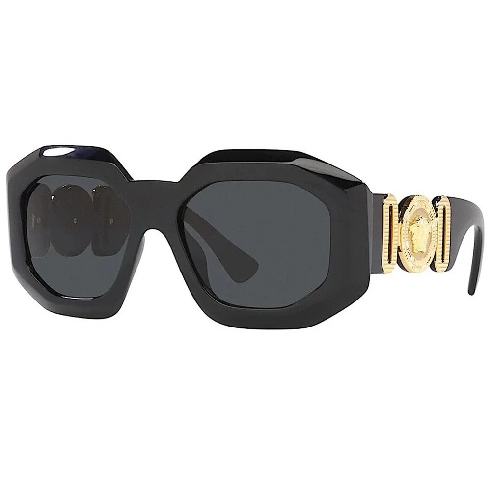 Versace Black Sunglasses with Gold Medallion Detail